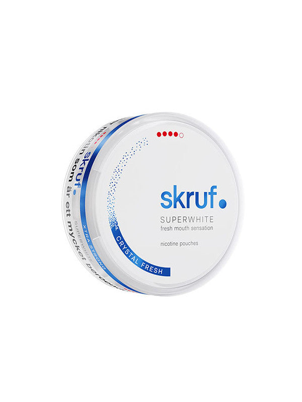 Skruf Superwhite Crystal Fresh Xtra Strong.